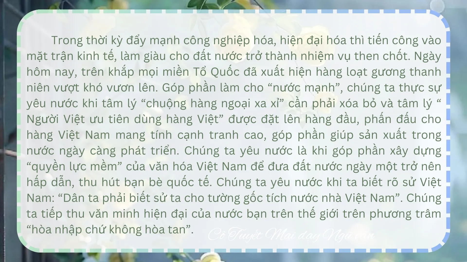 Bài viết mẫu nghị luận về tình yêu quê hương đất nước của giới trẻ ngày nay